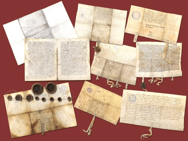 Reproduktionsfotografie von Schriftstücken aus dem Mittelalter